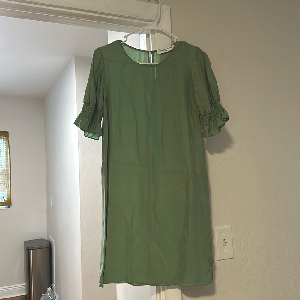Green silk dress